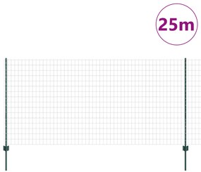 Cerca Euro com 11 Postes U Verde 1,2x25 m Aço