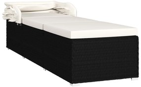 Espreguiçadeira com dossel e almofadão vime PE branco nata