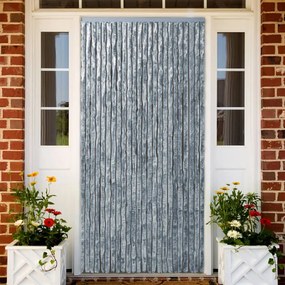 vidaXL Cortina anti-insetos 100x230 cm chenille branco e cinzento