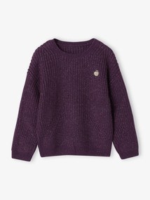 Agora -15%: Camisola em malha canelada, emblema irisado, para menina violeta