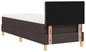 Cama Box Spring com Colchão Castanho Escuro 80x200 cm Tecido