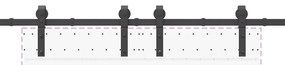Kit de ferragens para porta deslizante 183 cm aço preto
