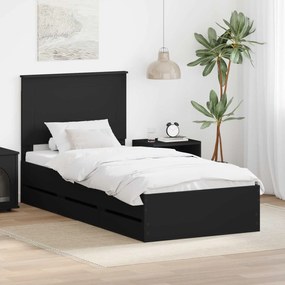 vidaXL Estrutura da Cama Preto 90 x 200 cm Madeira de Engenharia