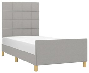 Estrutura de cama sem colchão 90x190 cm tecido cinzento-claro