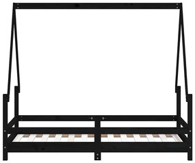 Estrutura de cama infantil 80x160 cm pinho maciço preto