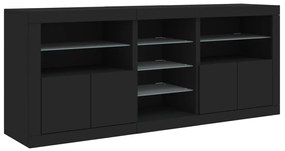 Aparador com luzes LED 162x37x67 cm preto