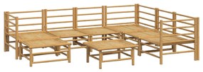 8 pcs conj. lounge de jardim bambu c/ almofadões cinzento-claro