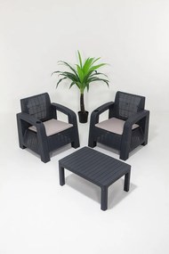 Conjunto de Lounge de Jardim Olimpos com 2 Poltronas e Mesa de Centro
