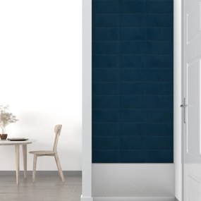 Painel de parede 12 pcs 30x15 cm veludo 0,54 m² azul