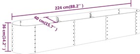 Canteiro elevado jardim 224x40x36cm aço revestido a pó prateado