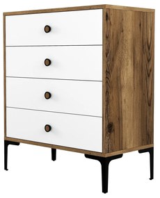 Cômoda Lizbon500 – Nogueira/Branco – 76x90,7x40 cm