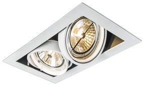 Foco embutido branco AR111 ajustável 2 luzes - Oneon Design,Moderno