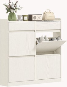 Sapateira com capacidade para 8 pares 98 x 19,2 x 95,3 cm, com 2 gavetas deslizantes e 4 gavetas basculantes, branco