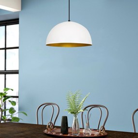 Candeeiro de Teto Sivani – Branco e Dourado – Diâmetro 40 cm