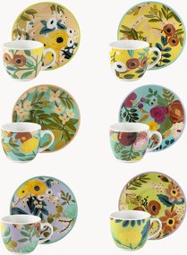 Chávenas de café em porcelana com pires Fiori Frida, conjunto de 12