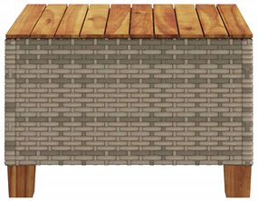 Mesa de jardim 55x55x36 cm vime PE e madeira de acácia cinzento