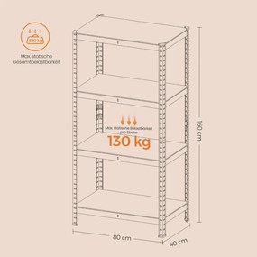 Estante de aço para cargas pesadas 40 x 80 x 160 cm preto