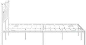 Estrutura de cama com cabeceira 150x200 cm metal branco