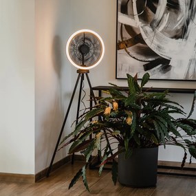 Ventilador de pé tripé preto com LED regulável em 3 níveis - Meric