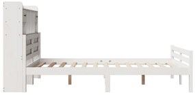 Cama com estante sem colchão 150x200 cm pinho maciço branco