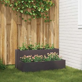 vidaXL Vaso de Jardim - 2 Camadas Preto em Aço, 100x60x45 cm