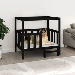 vidaXL Cama para cães 105,5x83,5x100 cm madeira de pinho maciça preto
