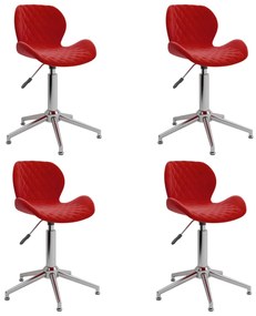 vidaXL Cadeiras de jantar giratórias 4 pcs veludo vermelho tinto