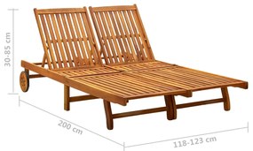 Espreguiçadeira de jardim c/ almofadões 2 pessoas acácia maciça