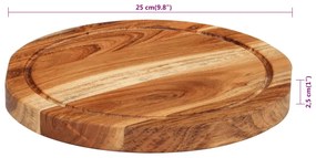 Tábua de cortar Ø25x2,5 cm madeira de acácia maciça