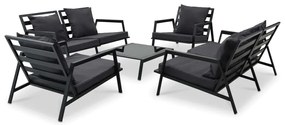 5 pcs conjunto lounge jardim + almofadões alumínio cinza-escuro