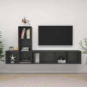 vidaXL 3 pcs conjunto de móveis de TV derivados madeira cinzento