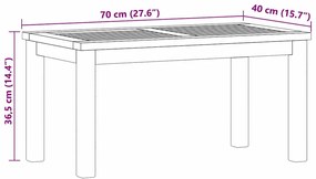 Mesa de centro Castanho 70 x 40 x 36 cm Madeira de teca sólida