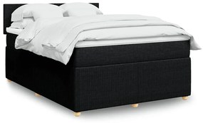 Cama com molas/colchão 140x200 cm tecido preto