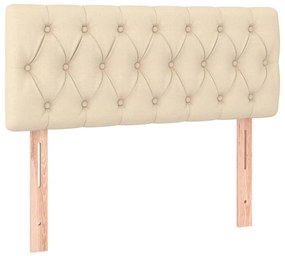 Cabeceira de cama c/ luzes LED tecido 90x7x78/88 cm cor creme