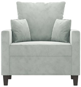 Poltrona 60 cm veludo cinzento-claro
