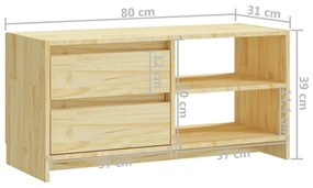 Móvel de TV 80x31x39 cm madeira de pinho maciça