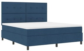 Cama Box com Colchão e Luz LED - Azul Marinho, 180x200 cm Tecido