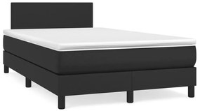Cama boxspring com colchão 120x190 cm couro artificial preto