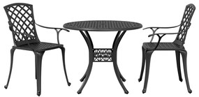 vidaXL 3 pcs conjunto de bistrô alumínio fundido preto