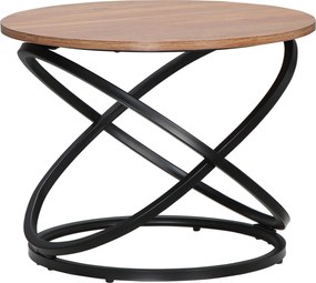 HOMCOM Mesa de Centro Redonda Estilo Industrial em Metal Preto e Tampo em Madeira Ø 60x46H cm | Aosom Portugal