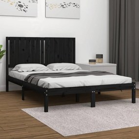 vidaXL Estrutura de cama 140x200 cm madeira de pinho maciça preto