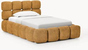 Cama de solteiro estofada em teddy-bouclé Tayla