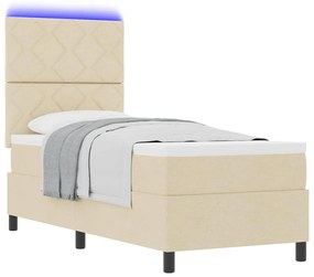 Cama Box com Colchão e LED Creme 80x200 cm de Tecido