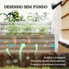 Floreira de Cultivo de 2 Níveis em Aço Galvanizado com Design em Escada e Fundo Aberto 120x101x58 cm Prata