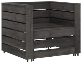 2 pcs conjunto lounge jardim em paletes pinho impregnado cinza