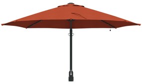 Guarda-sol de Jardim Montado na Parede com LEDs Terracota 248 cm