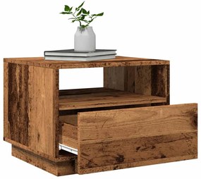Mesa de centro com luzes LED 50x49x40 cm madeira velha