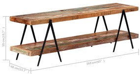 Móvel de TV 160x40x50 cm madeira recuperada maciça