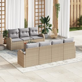 Conjunto de Sofá de Jardim vidaXL 8 Peças com Almofadas Bege Polirrata
