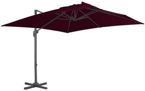 Guarda-sol jardim cantilever c/ poste alumínio 300x300 cm bordô